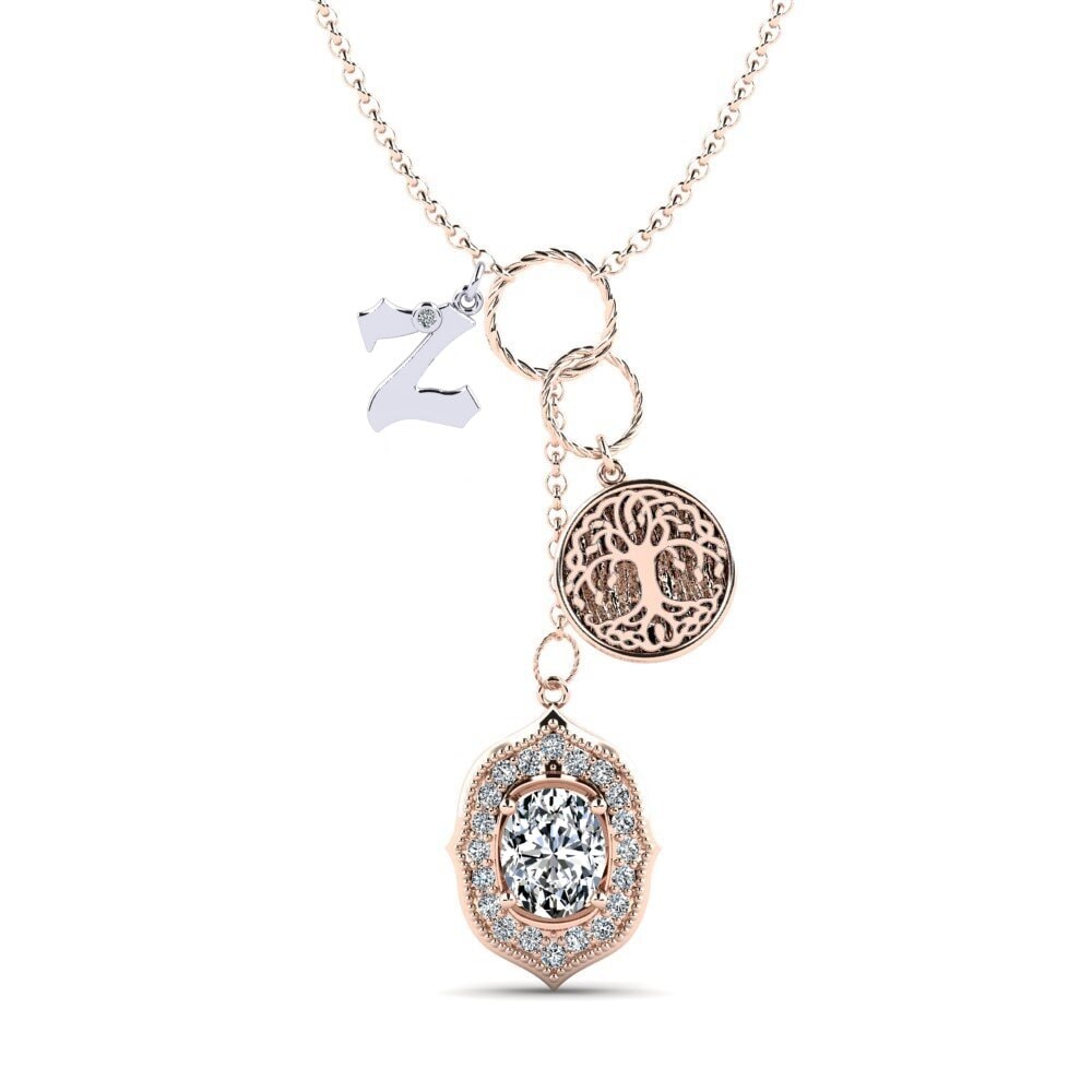 585 Rot & Weißgold Oval Damen halskette Daylla - Z