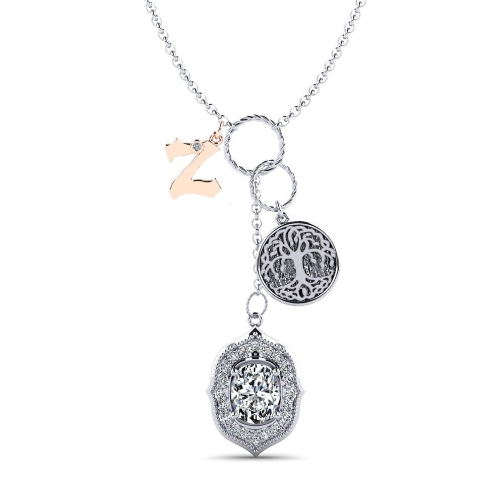 585 Weiß & Rotgold Oval Damen halskette Daylla - Z