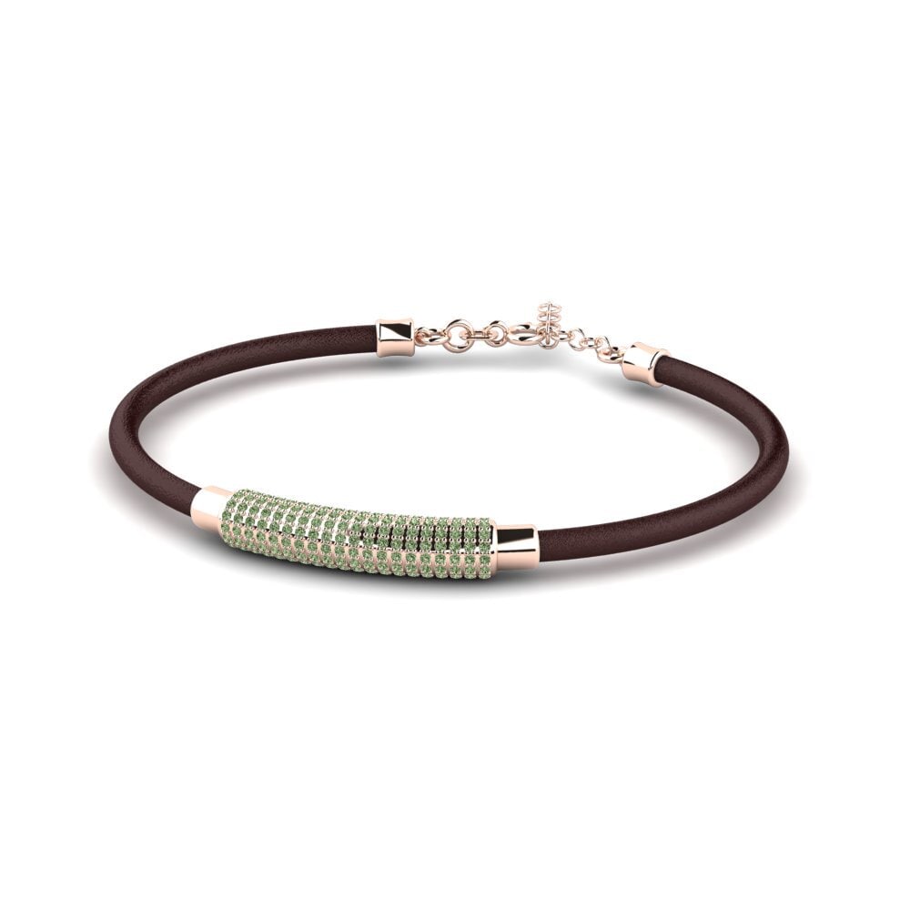 18ct Rose Gold Green Diamond Men's Bracelet Deandre