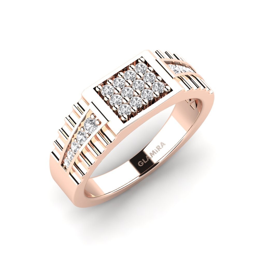 9ct Rose Gold White sapphire Men's Ring Deangelo