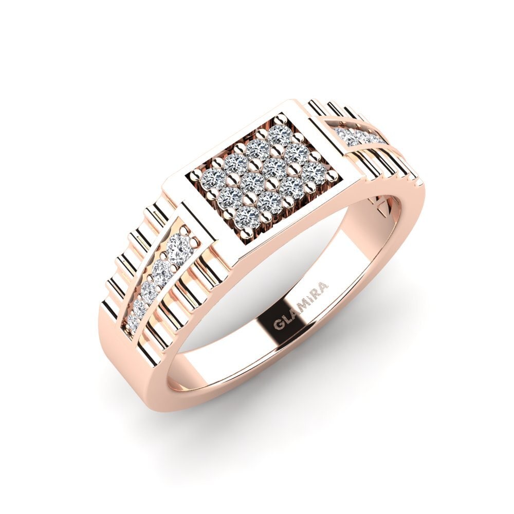 9ct Rose Gold Zirconia Men's Ring Deangelo