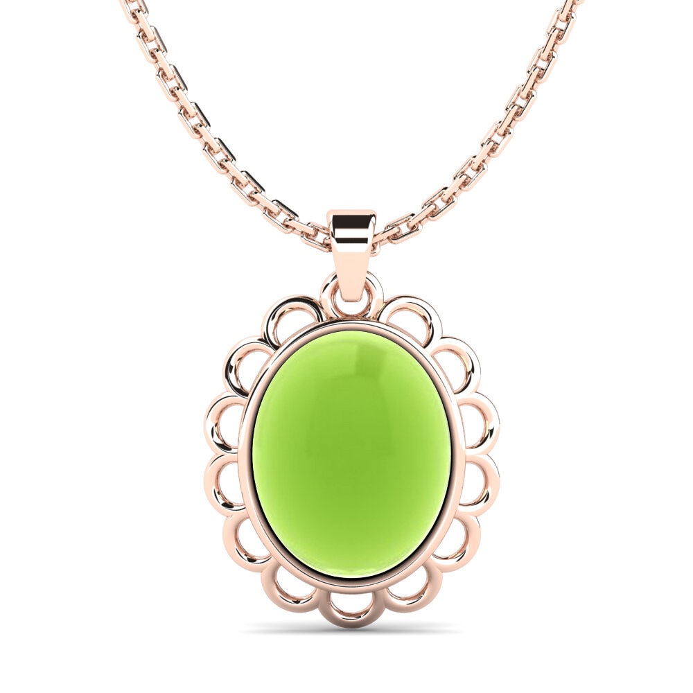 14k Oro Rosa Peridoto Cabujón Colgante de Mujer Debauche