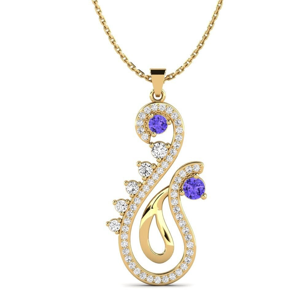 Gelbgold 585 Tansanit Damen anhänger Debesh