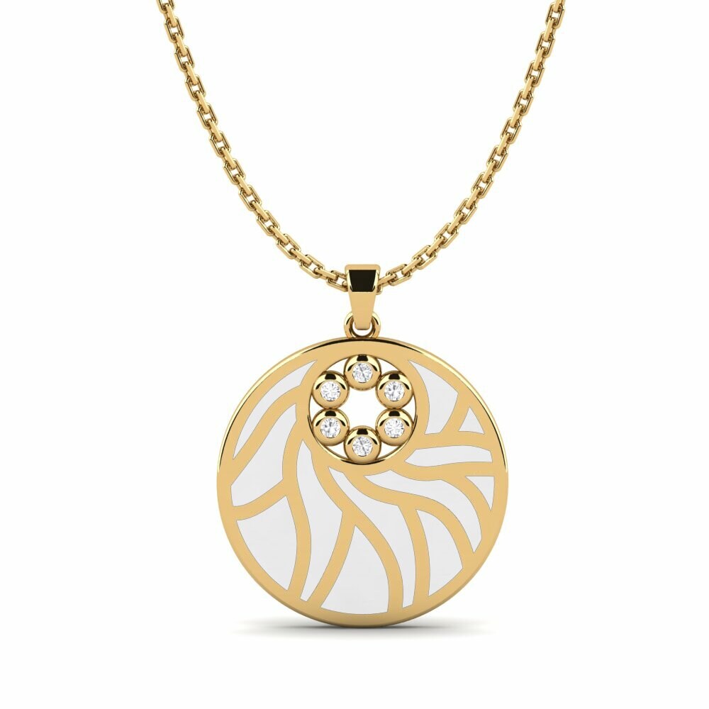Vàng 9K Đá Sapphire Trắng Mặt dây chuyền nữ Debil
