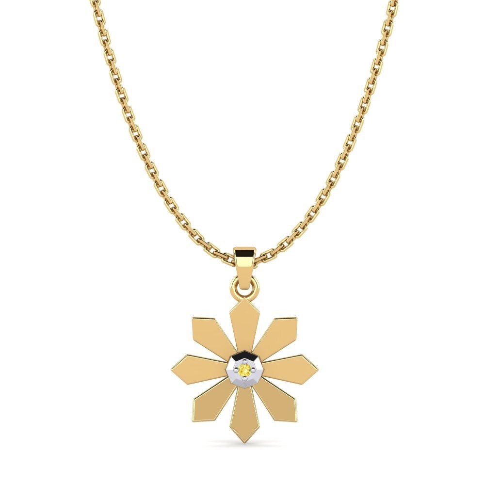 14k Oro Amarillo & Blanco Zafiro amarillo Colgante de Mujer Deboires