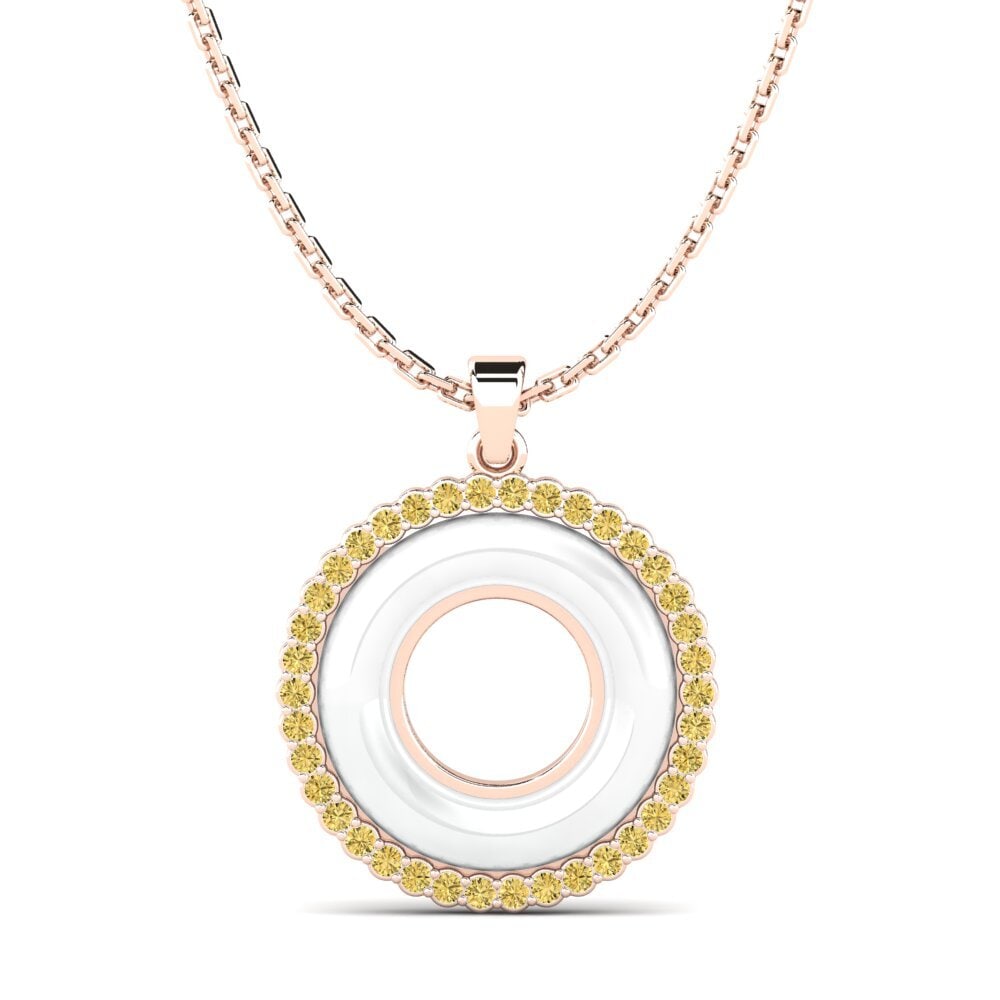 9ct Rose Gold Yellow Diamond Women's Pendant Deborad