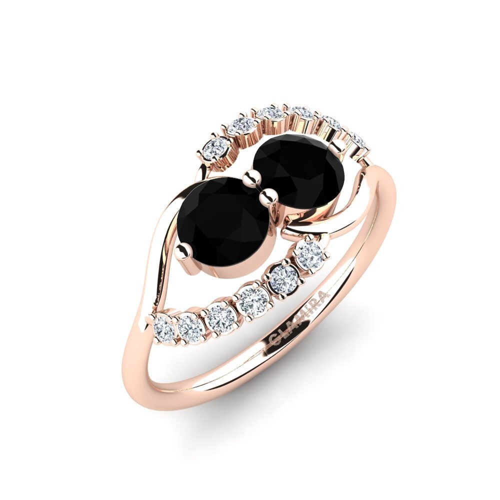 Oro Rosso 585 Diamante Nero Anello Debrisha
