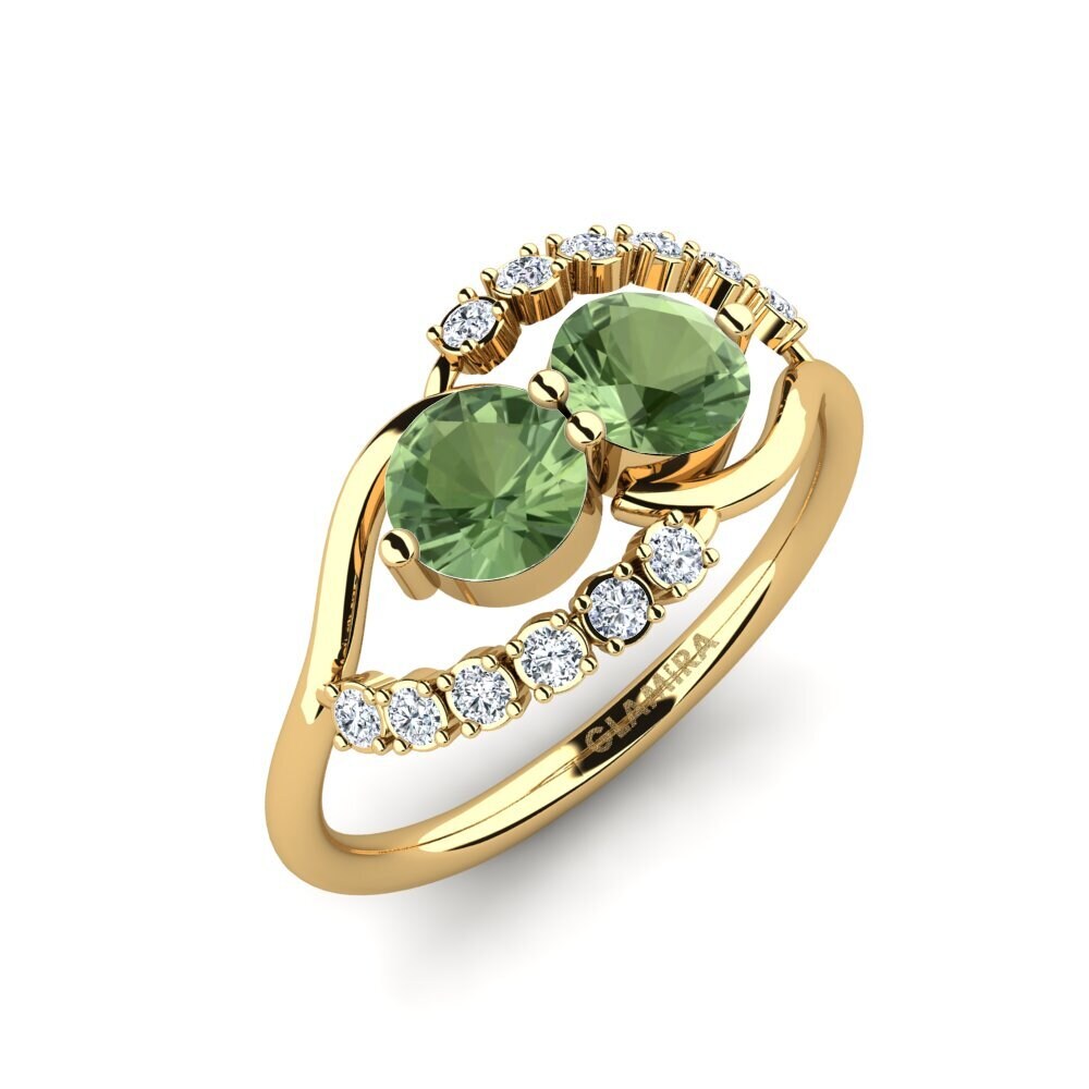 18k Oro Amarillo Zafiro Verde Anillo Debrisha