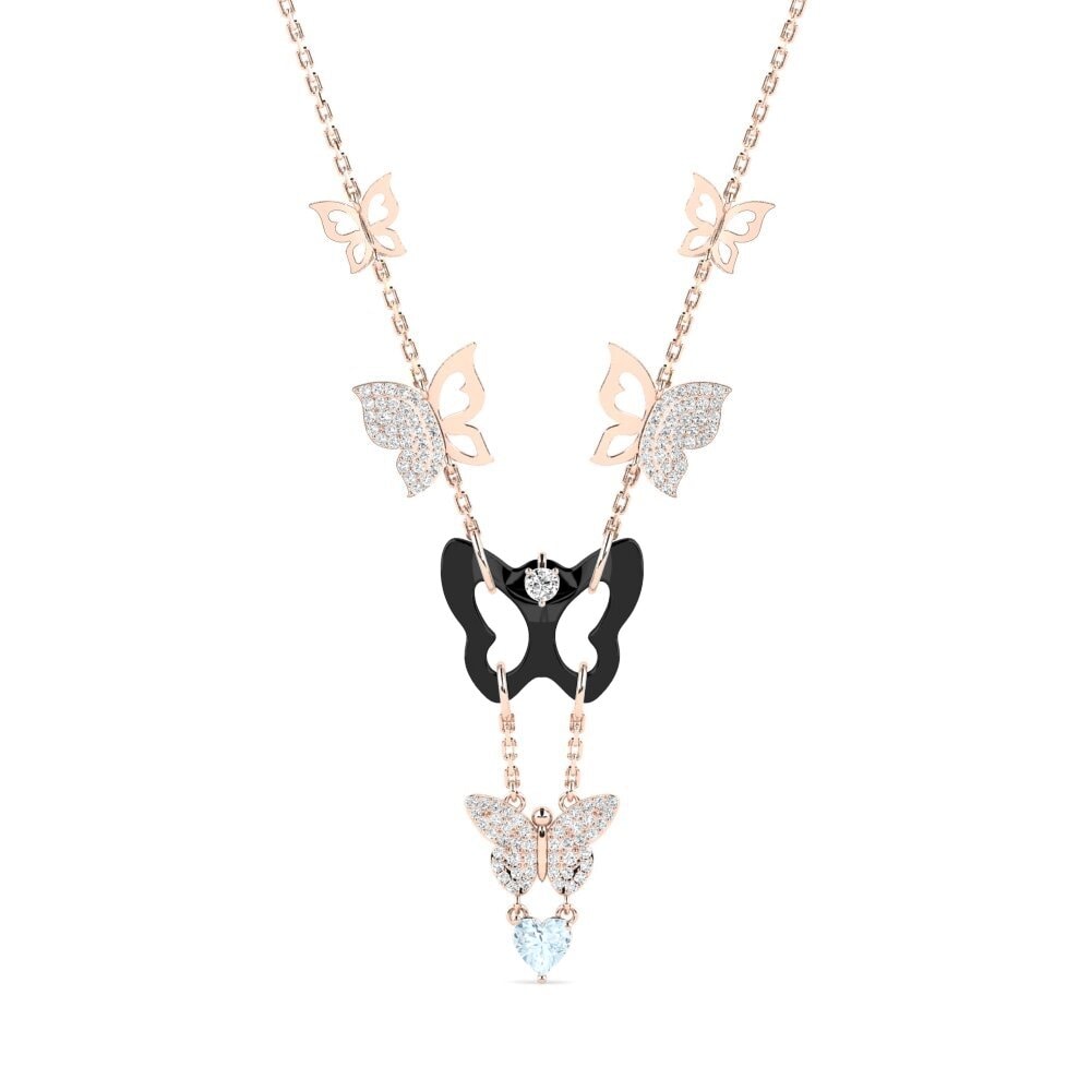 14k Rose Gold Aquamarine Women's Necklace Debruyn