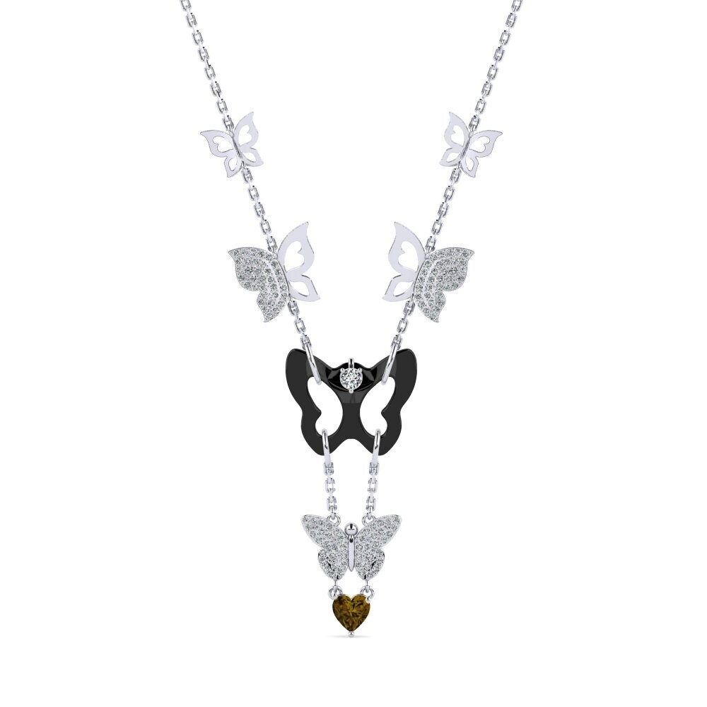 White Silver Brown Zircon Women's Necklace Debruyn