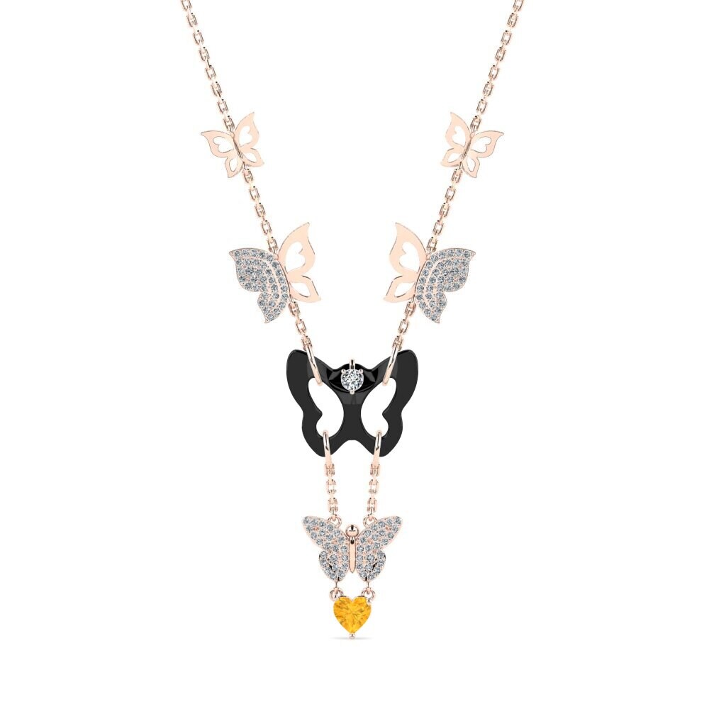 9ct Rose Gold Citrine Women's Necklace Debruyn