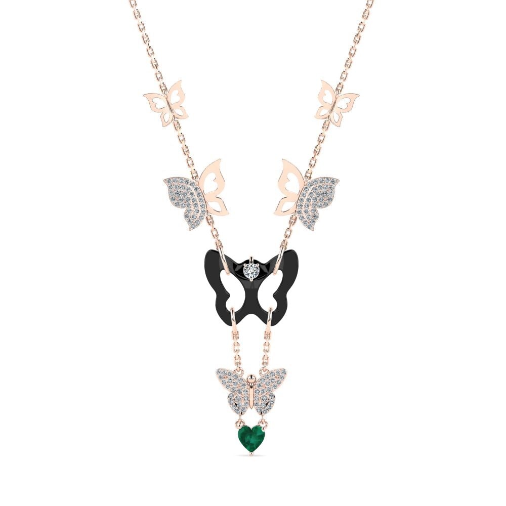 9ct Rose Gold Emerald Women's Necklace Debruyn