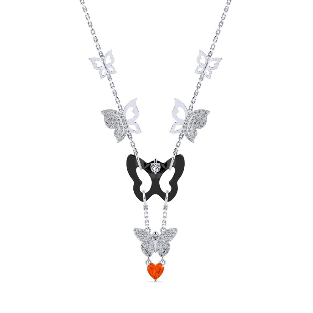 White Silver Fire Opal Women's Necklace Debruyn