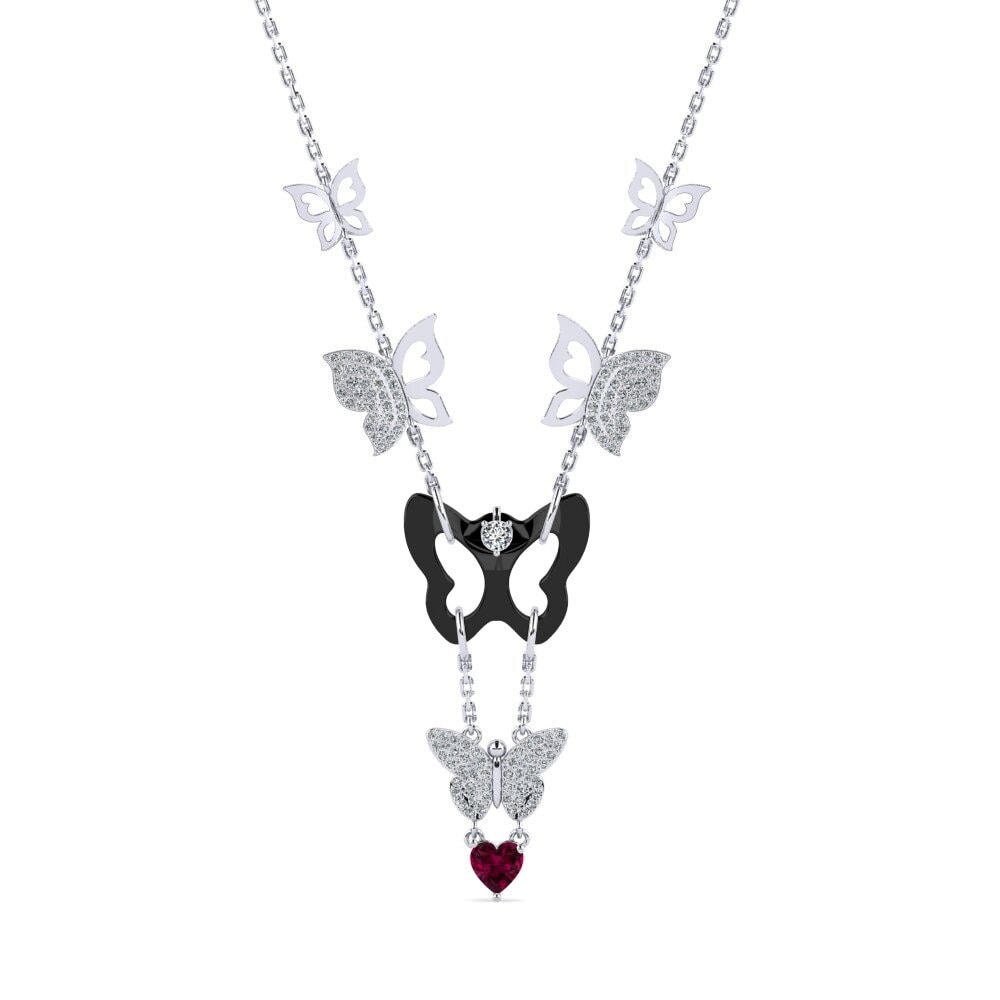 9ct White Gold Rhodolite Garnet Women's Necklace Debruyn