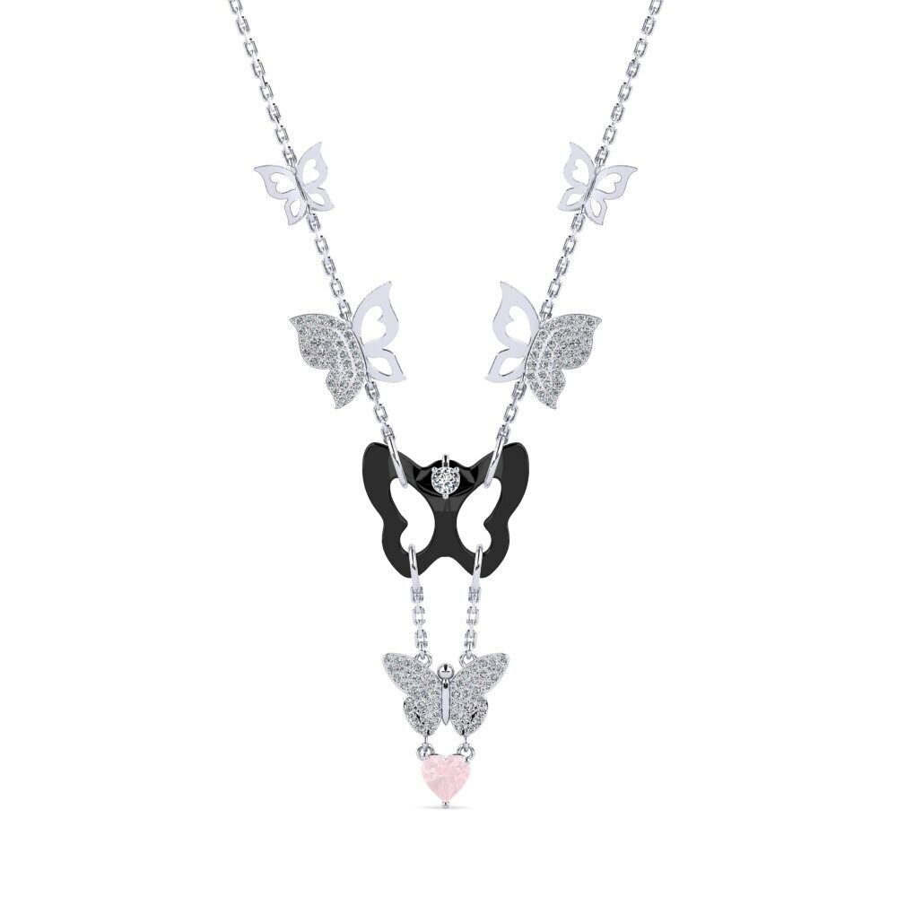 White Silver Rose Quartz Women's Necklace Debruyn