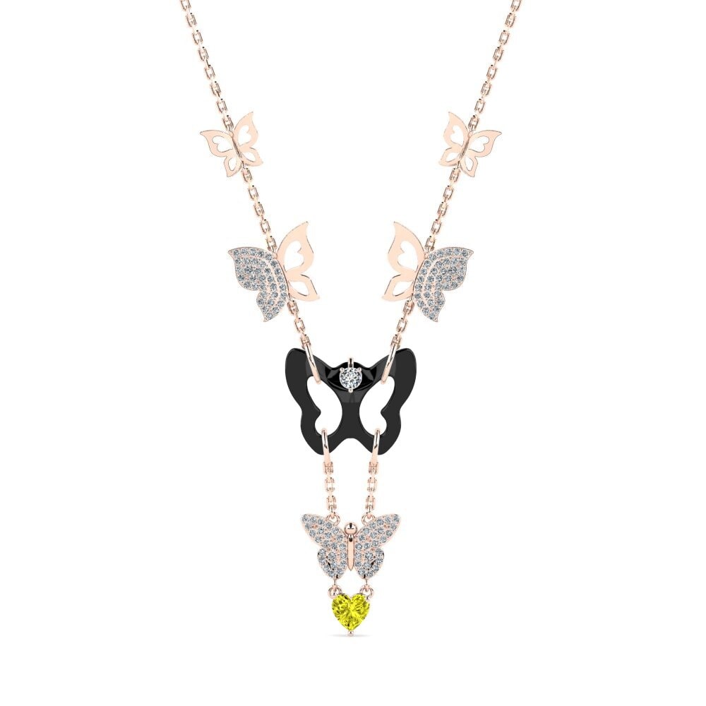 9ct Rose Gold Yellow Diamond Women's Necklace Debruyn