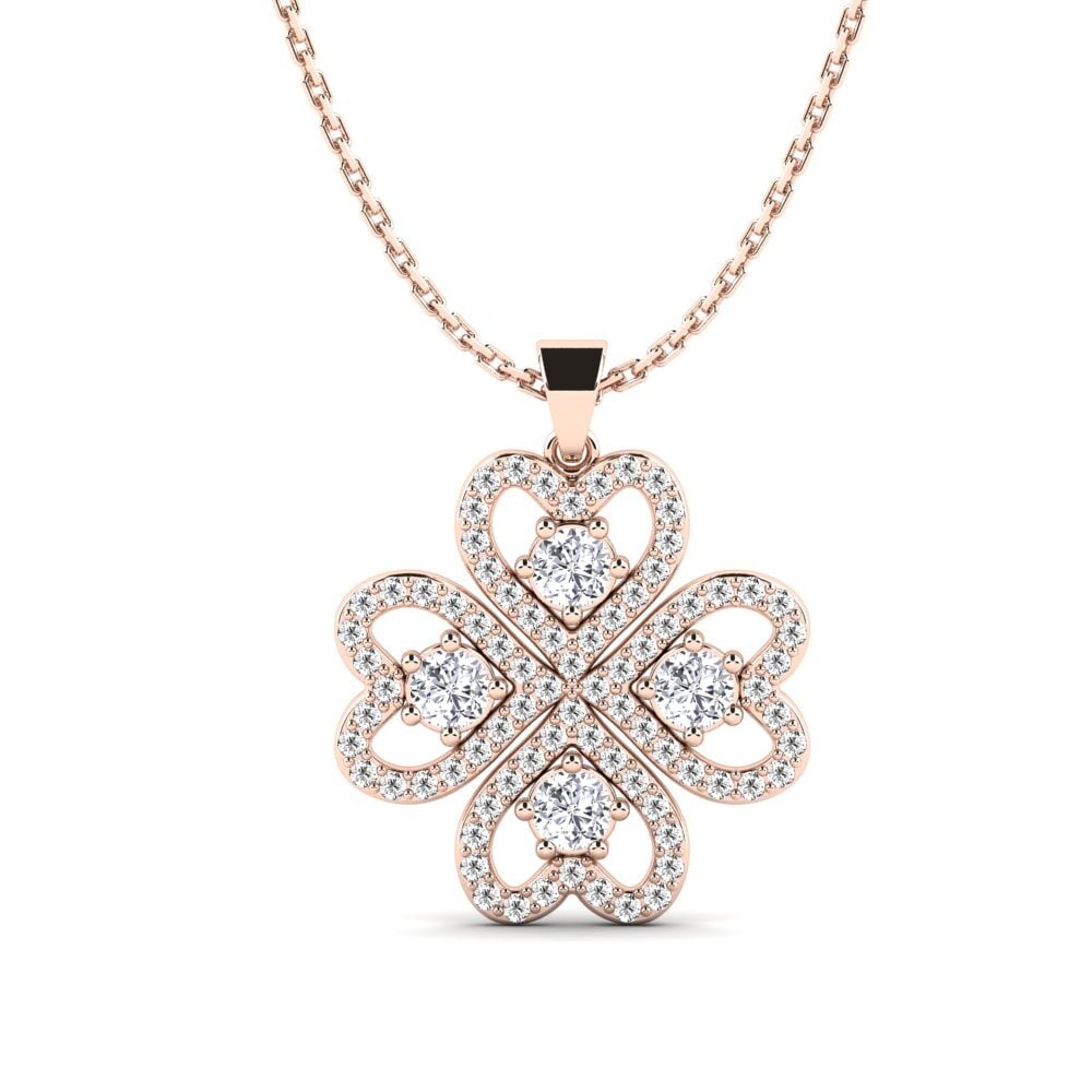 14K Rose Gold Moissanite Pendant Decafy