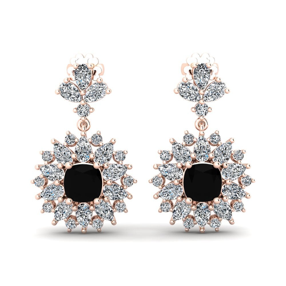 Pendientes 9k Oro Rosa Zafiro negro Premium