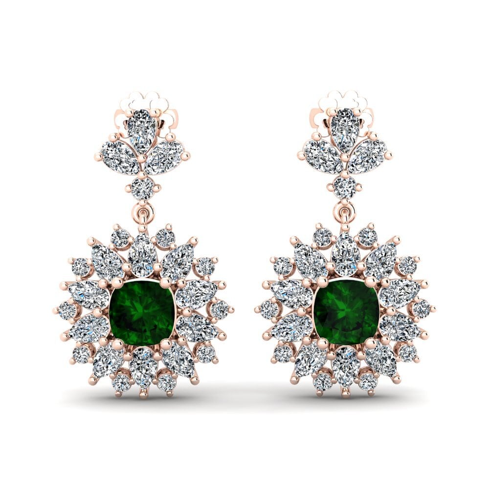 Premium Green Tourmaline 14ct Rose Gold Earrings