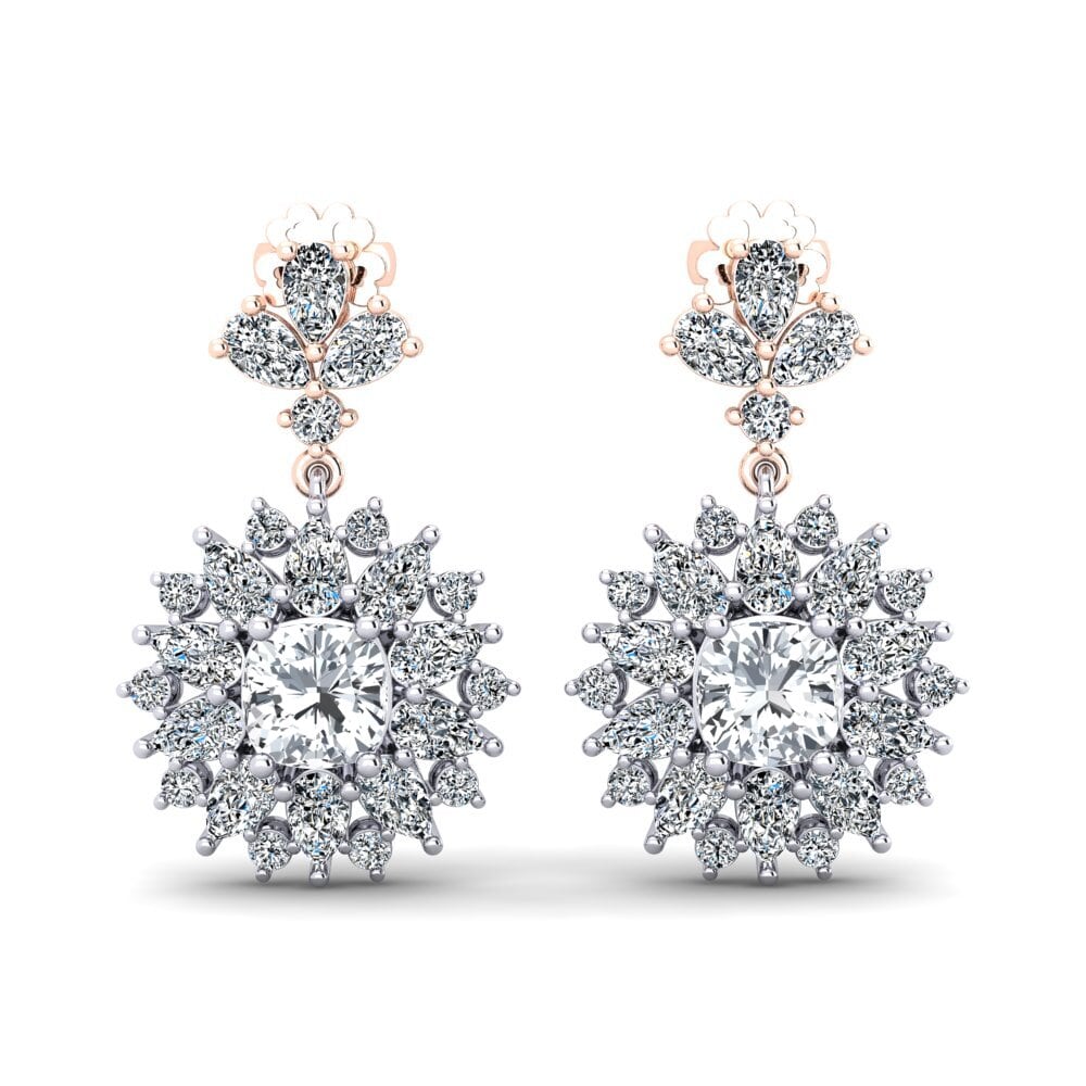 Premium White Zircon 14ct White & Rose Gold Earrings