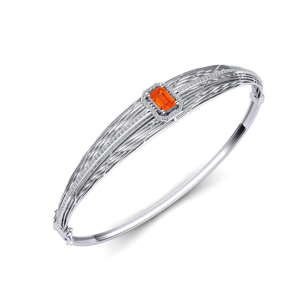 18ct White Gold Fire Opal Women's Bangle Dee