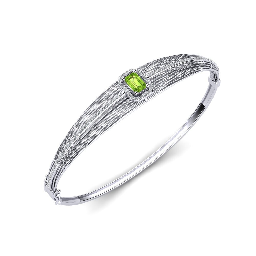 White Silver Peridot Women's Bangle Dee