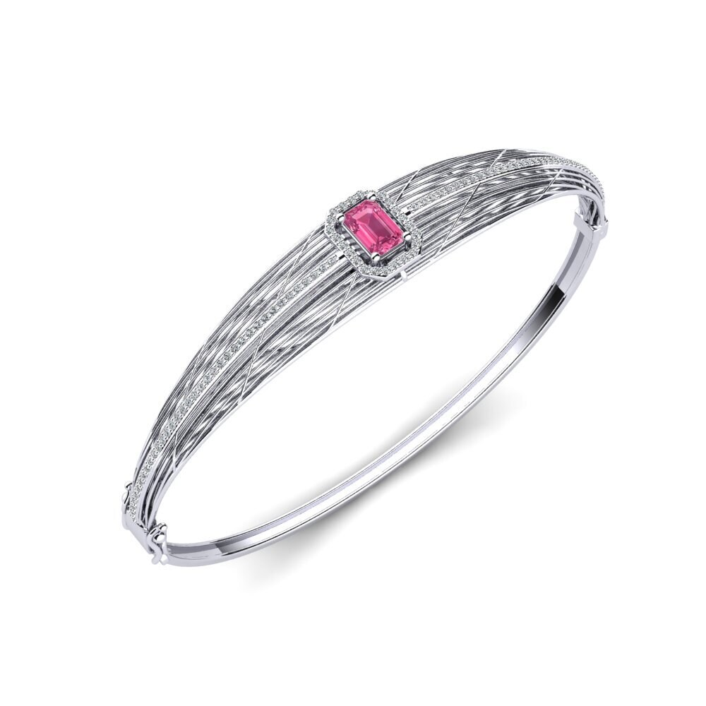 18ct White Gold Pink Tourmaline Women's Bangle Dee