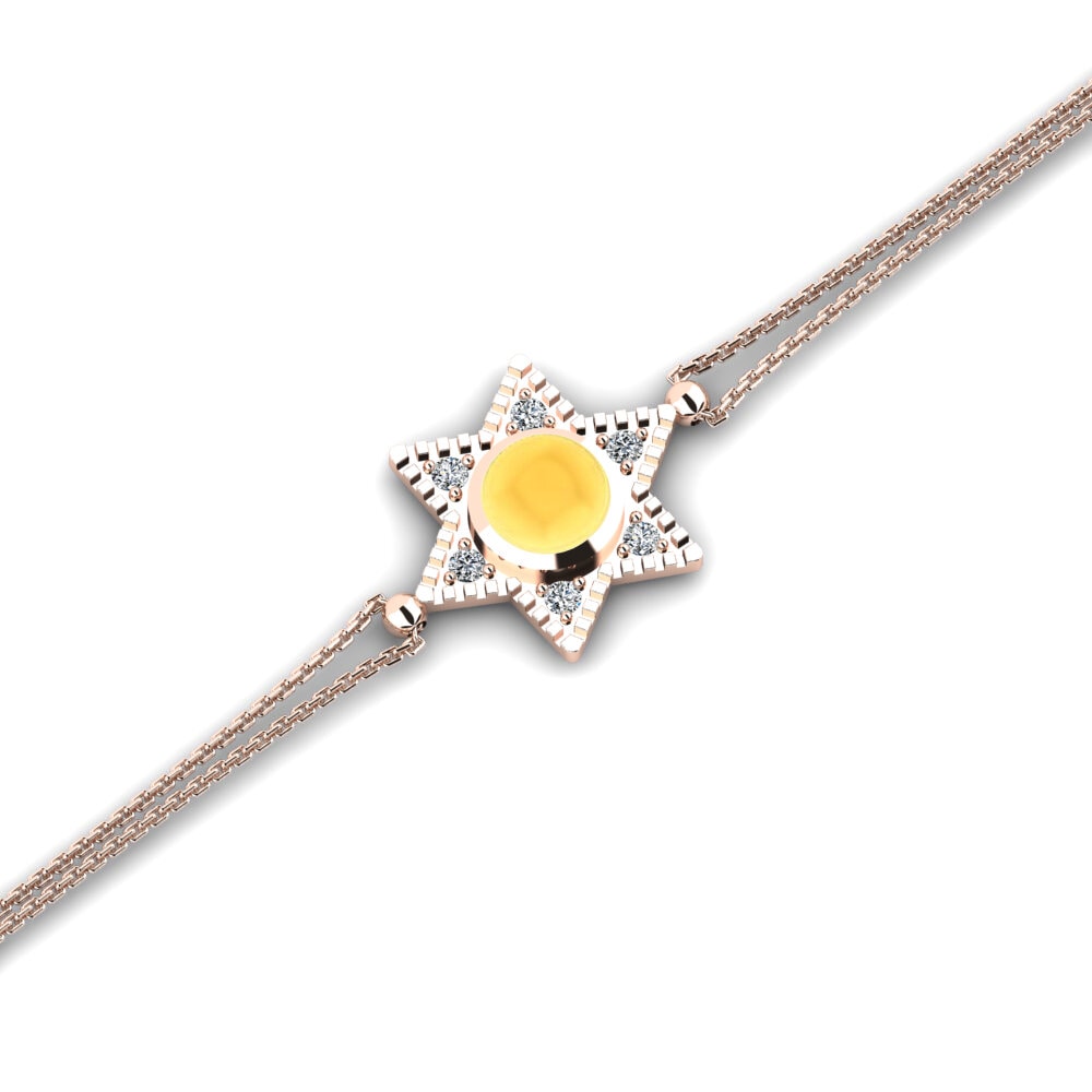 9k Oro Rosa Citrino Cabujón Pulsera de Mujer Deena