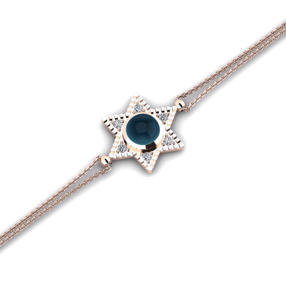 14k Rose Gold Cabochon London Blue Topaz Women's Bracelet Deena