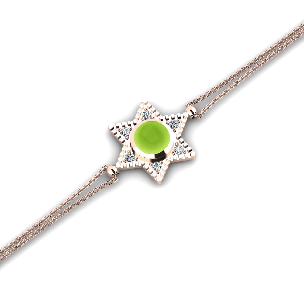 9k Oro Rosa Peridoto Cabujón Pulsera de Mujer Deena