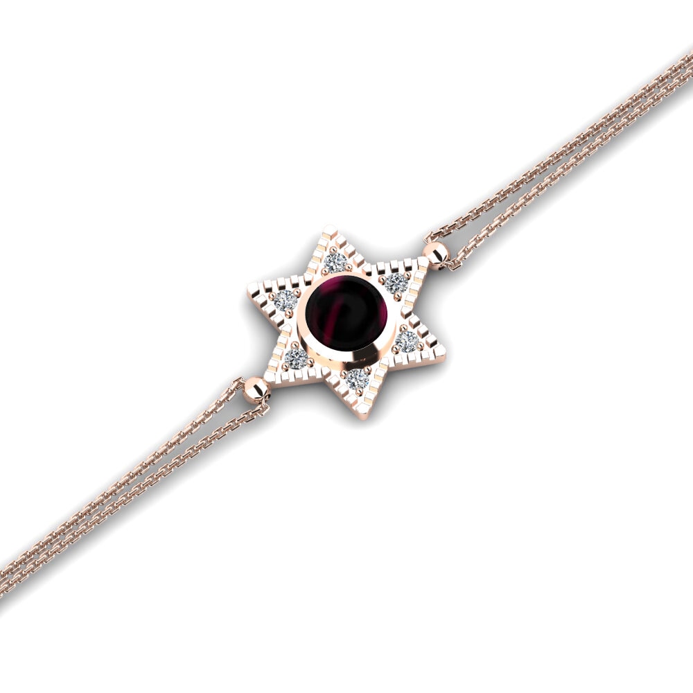 9k Oro Rosa Granate Rhodolite Cabujón Pulsera de Mujer Deena