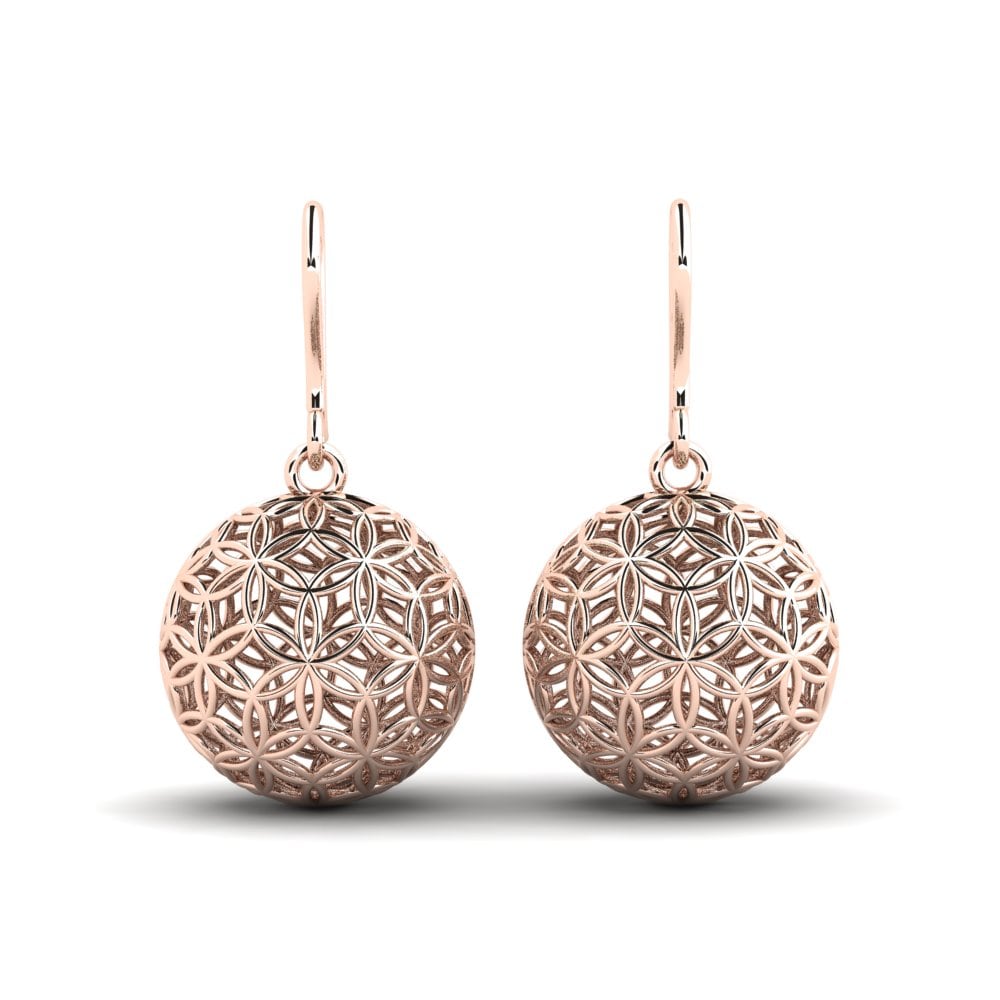 14k Oro Rosa Pendientes Defilan