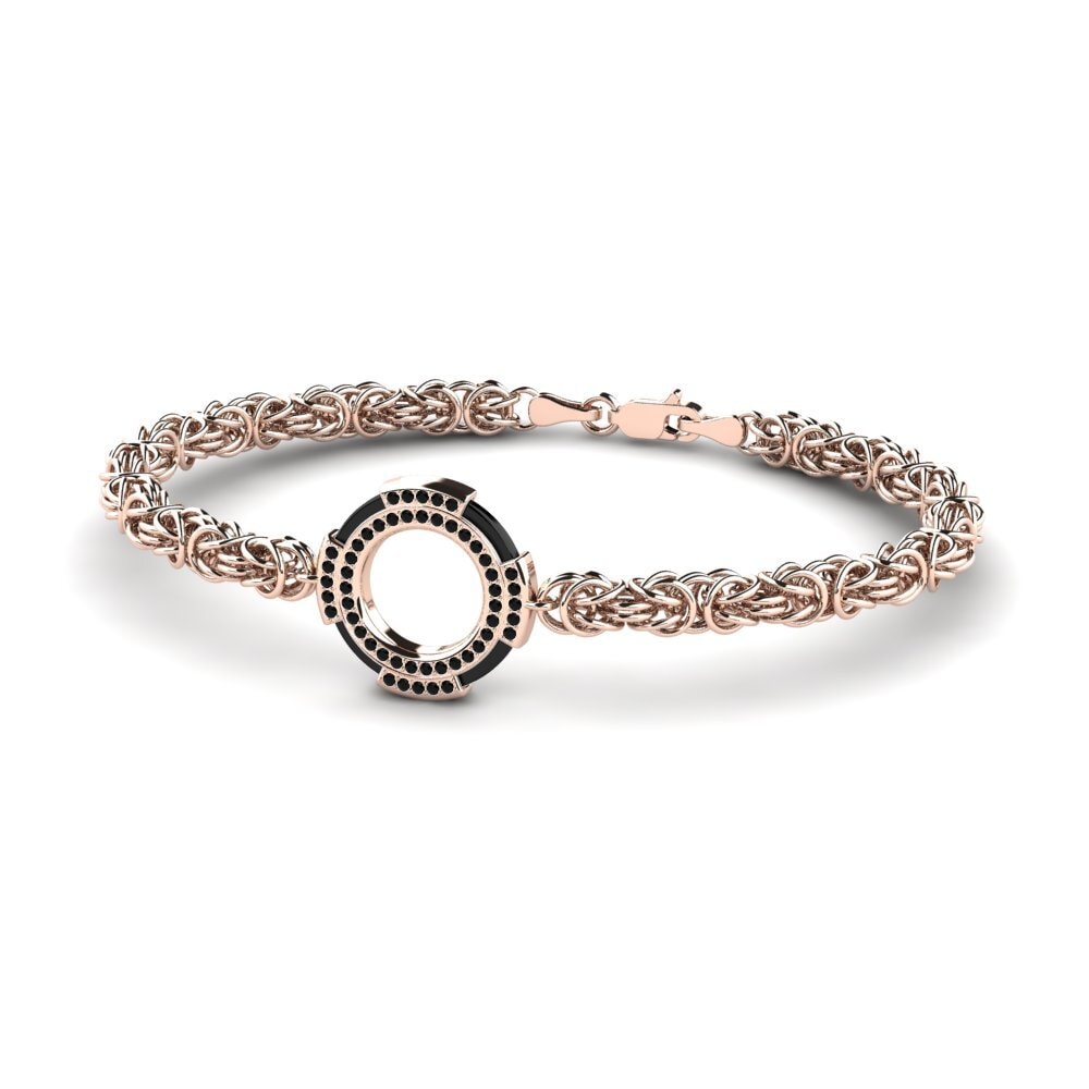 14ct Rose Gold Black Sapphire Men's Bracelet Deforge