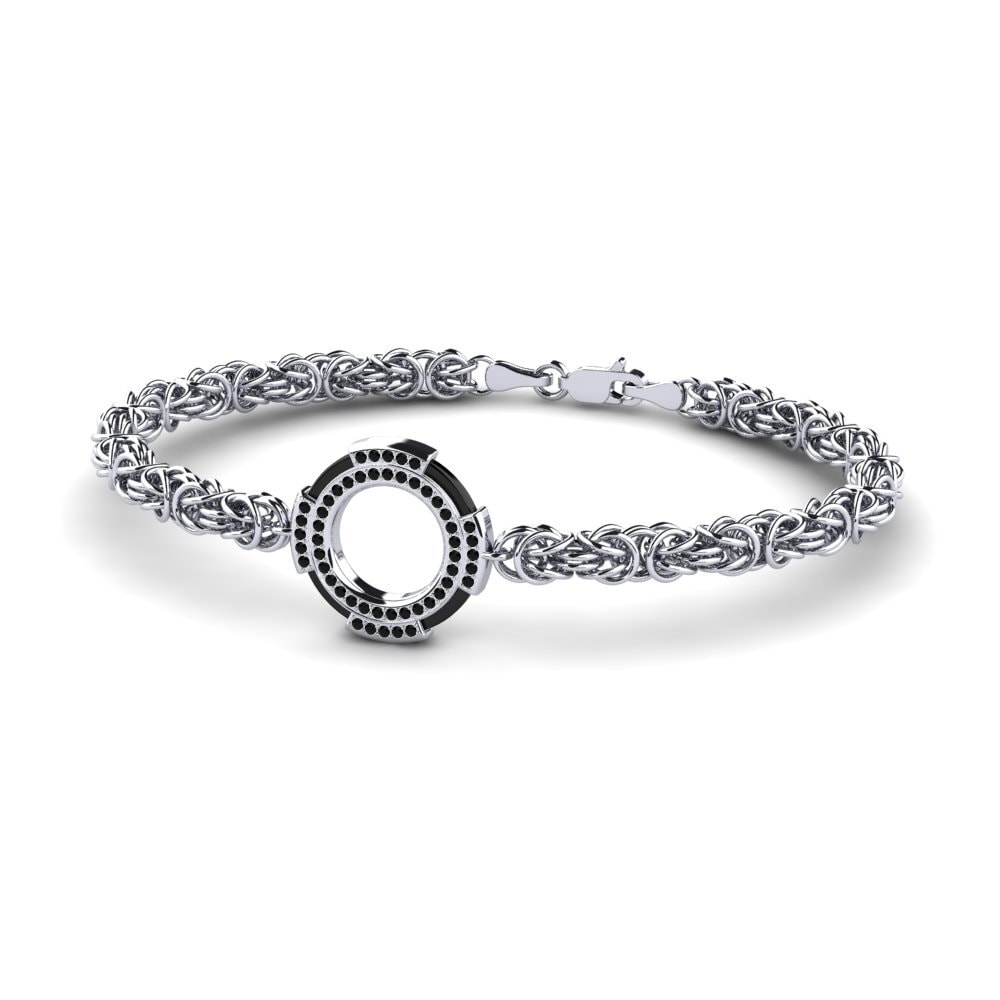 18ct White Gold Black Sapphire Men's Bracelet Deforge