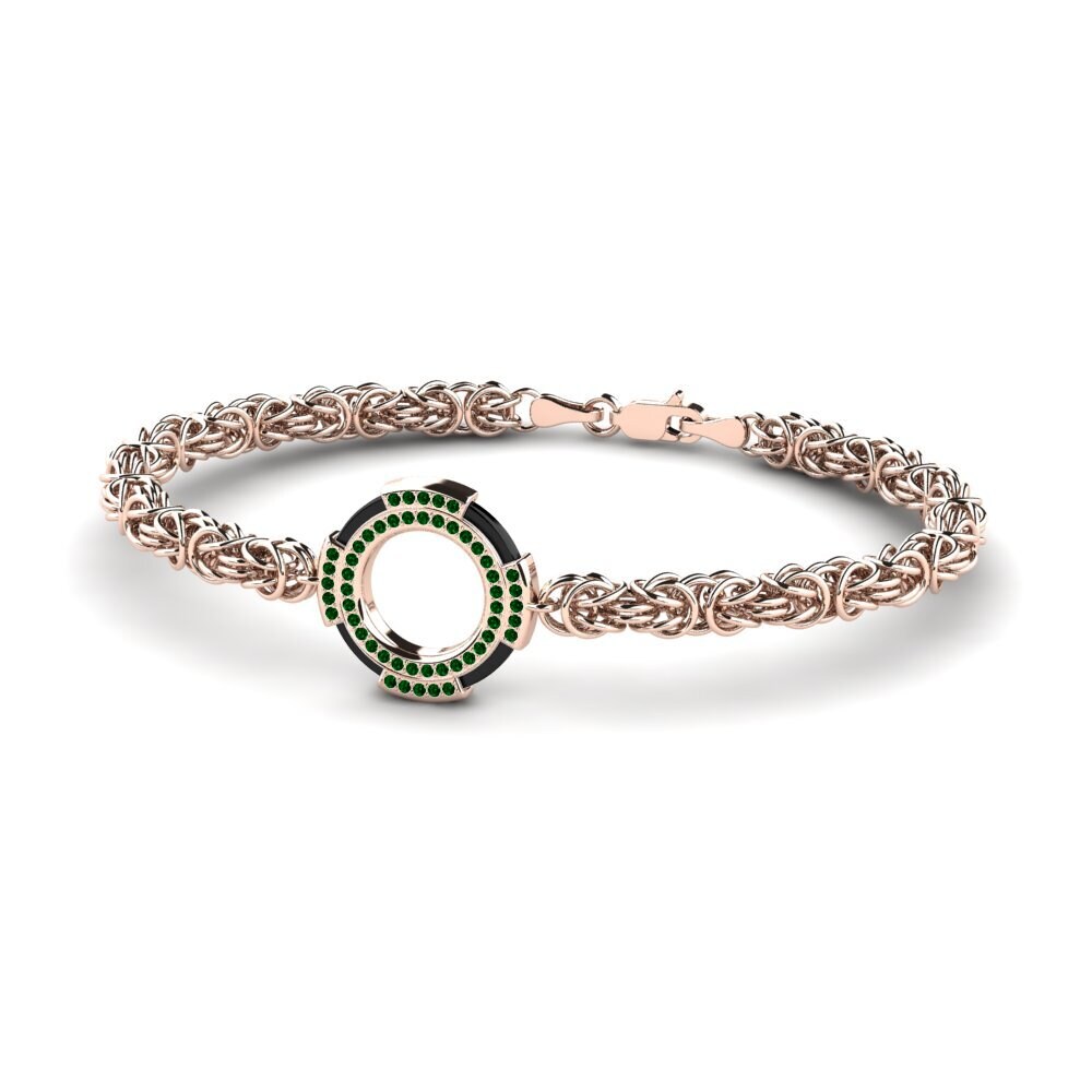 14ct Rose Gold Green Zirconia Men's Bracelet Deforge