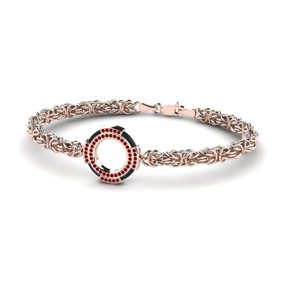 14k Oro Rosa Circonita Roja Pulsera para hombre Deforge