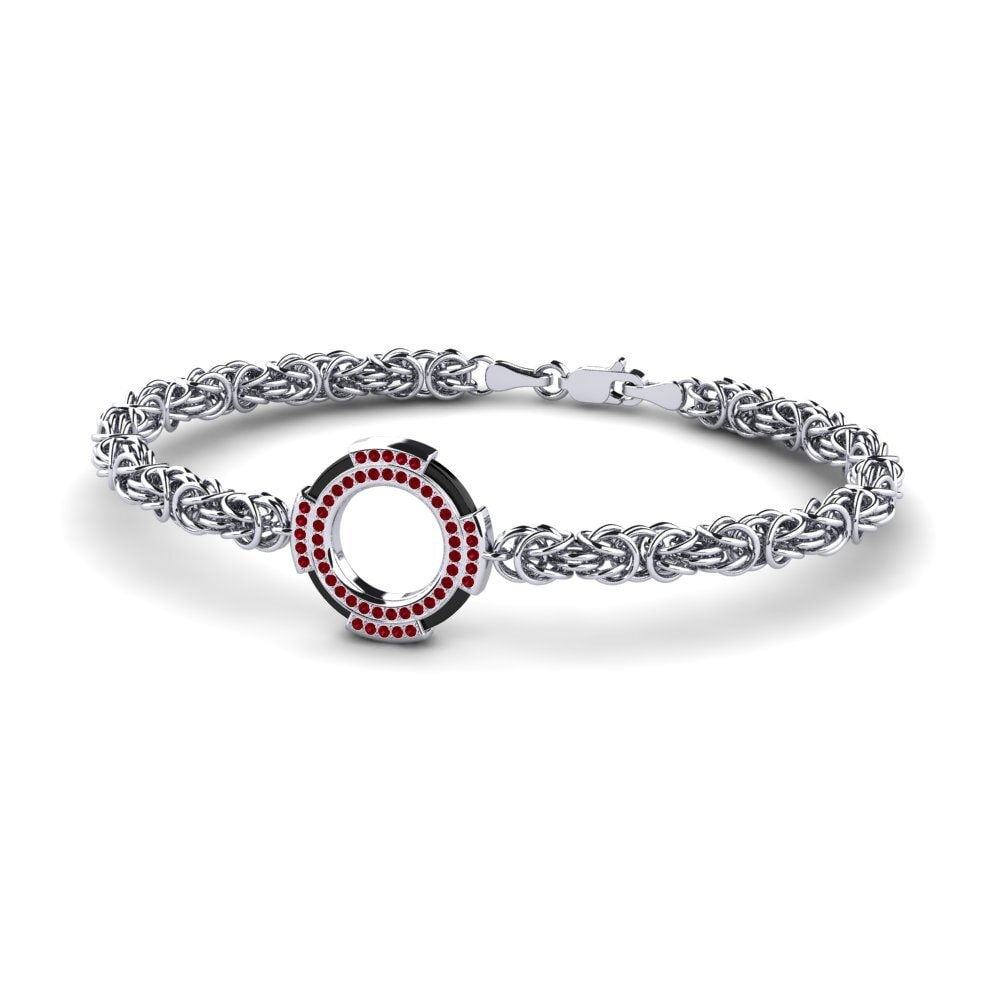 14ct White Gold Red Zirconia Men's Bracelet Deforge