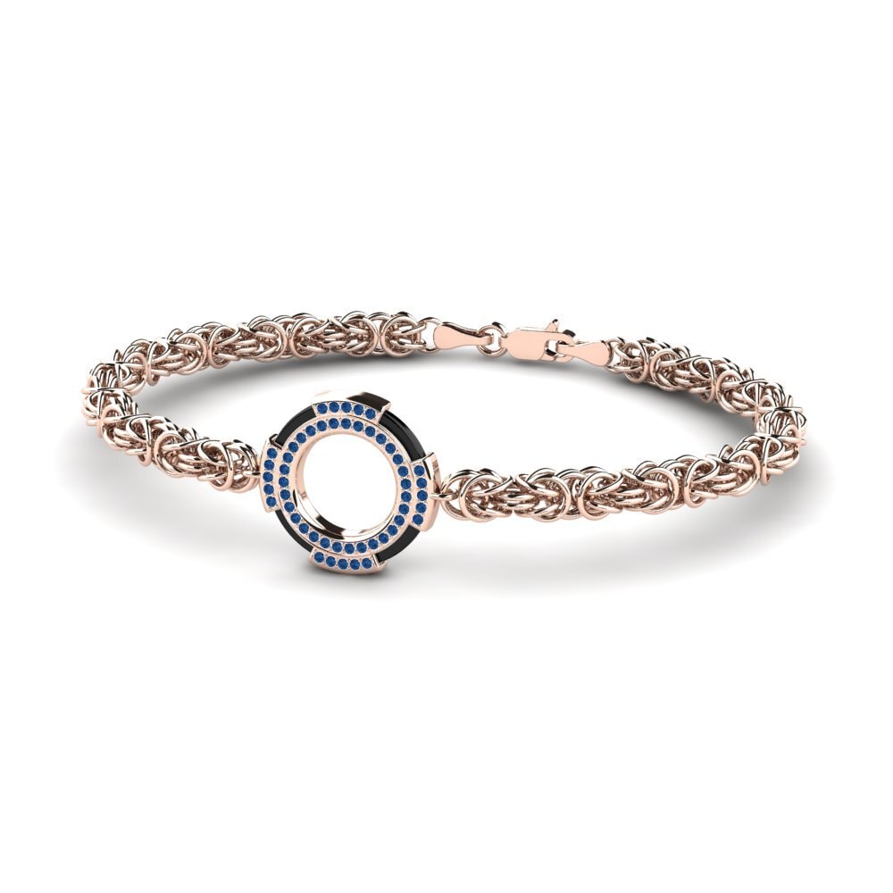 14ct Rose Gold Dark Blue Zirconia Men's Bracelet Deforge
