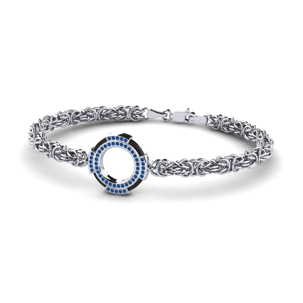 White Silver Dark Blue Zirconia Men's Bracelet Deforge