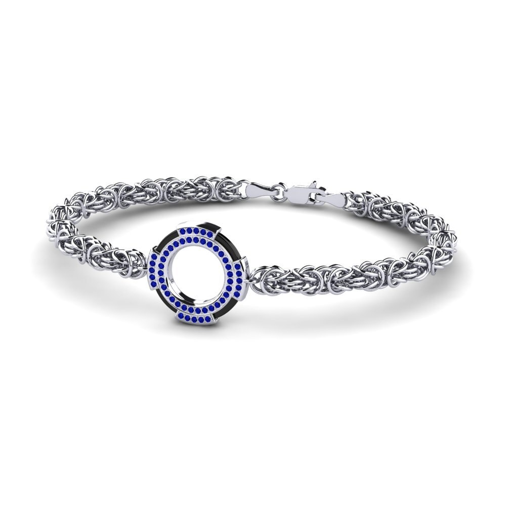 925 Prata de lei Safira Pulseira masculina Deforge