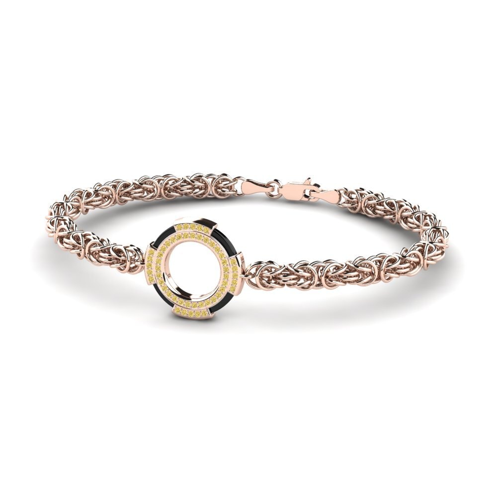 14ct Rose Gold Yellow Diamond Men's Bracelet Deforge