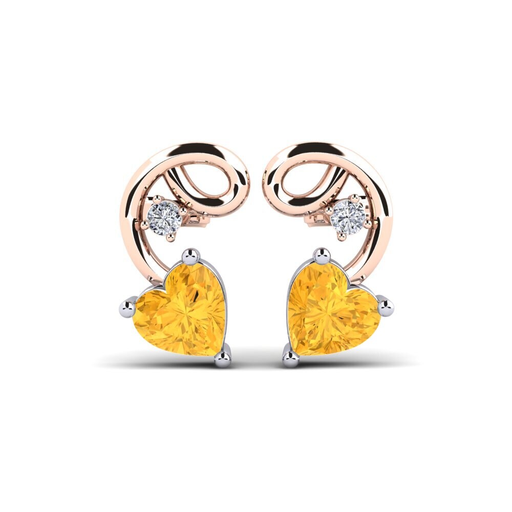 9k Rose & White Gold Citrine Women's Earring Dehan