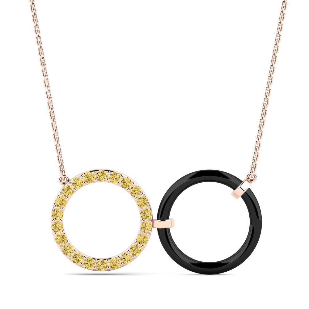 9ct Rose Gold Yellow Diamond Women's Necklace Deibel