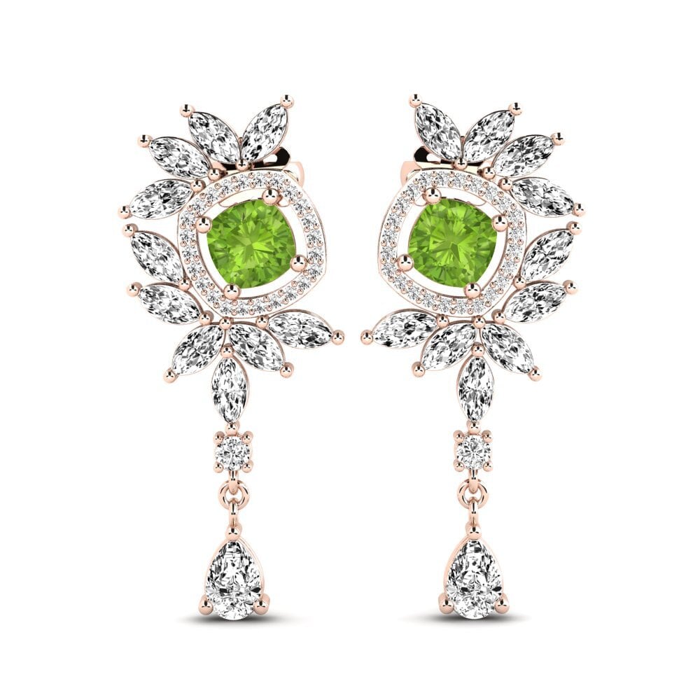 14K Rose Gold Cushion Peridot Earring Dekalia