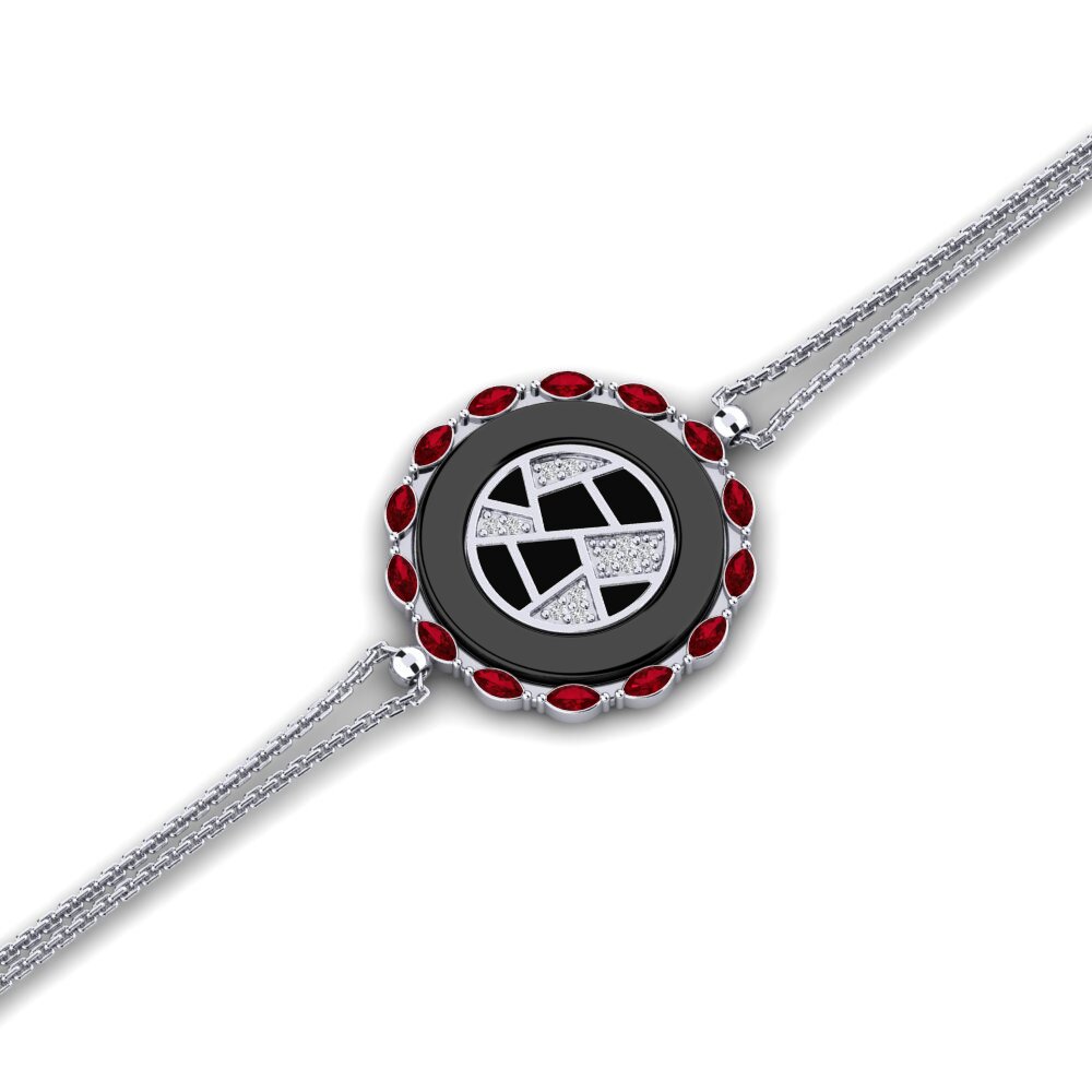 950 Palladium Red Zirconia Women's Bracelet Delay
