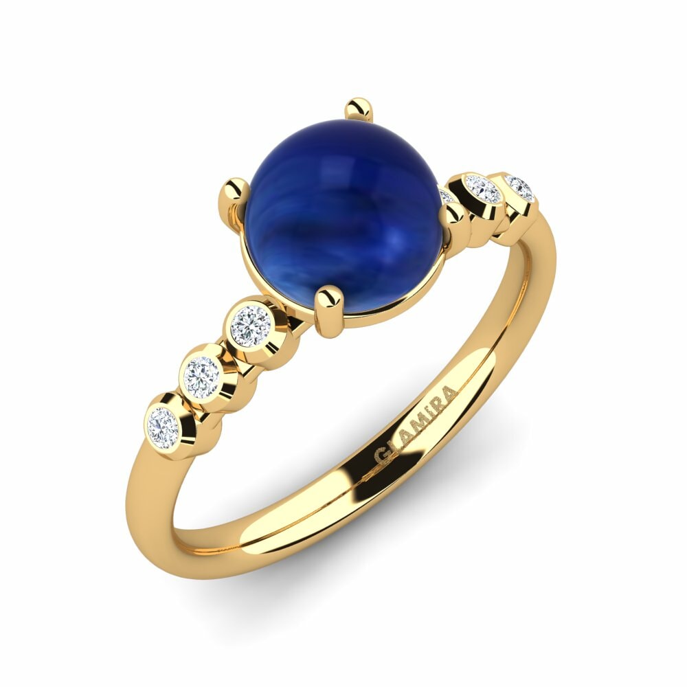 Or Jaune 18k Saphir Cabochon Bague Delcine