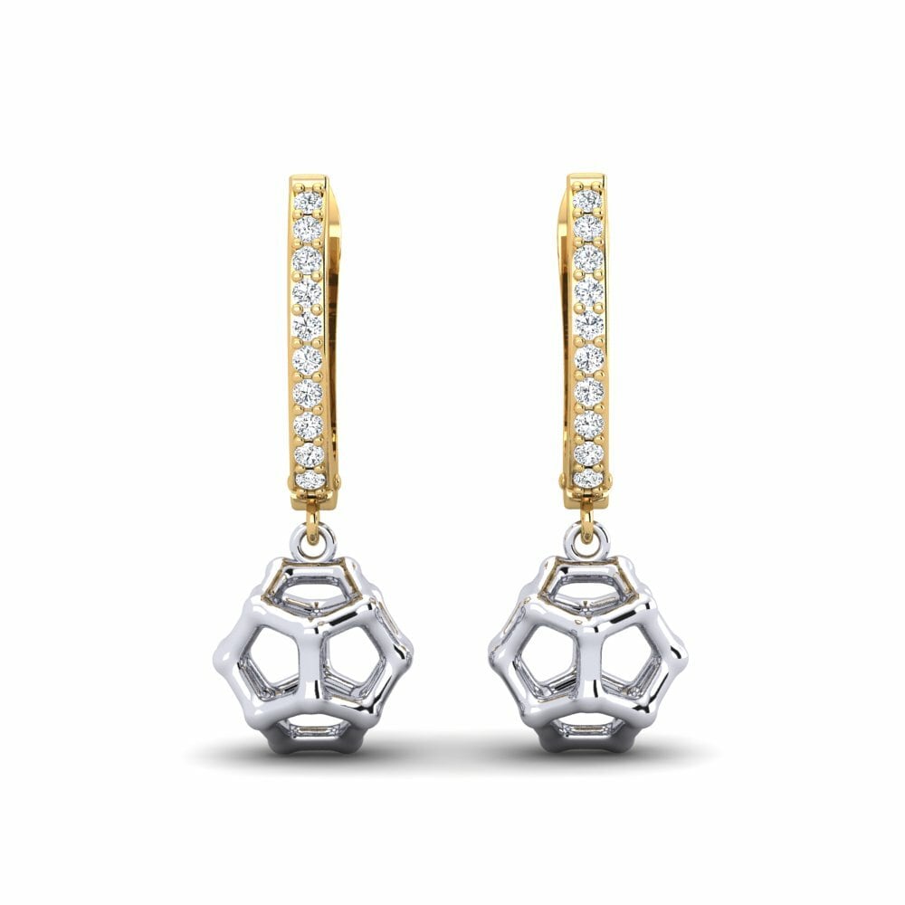 14k Oro Amarillo & Blanco Pendiente de mujer Delehsub