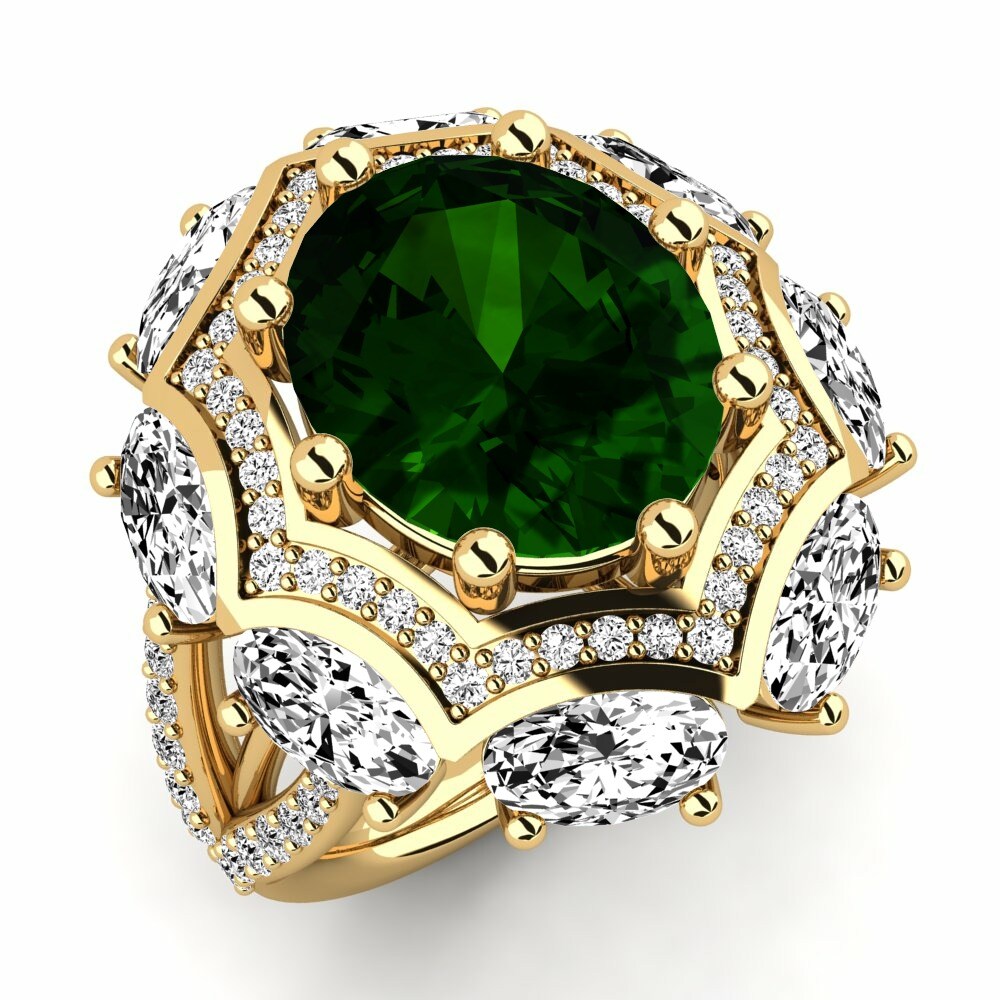 4.5 重量（克拉） 綠色碧璽 訂婚戒指 Delfia