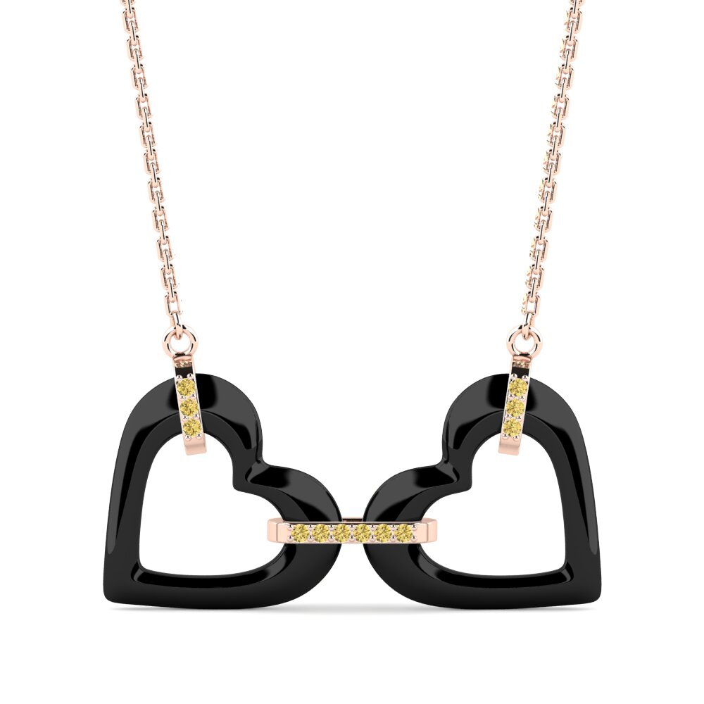 9ct Rose Gold Yellow Diamond Women's Necklace Delgado
