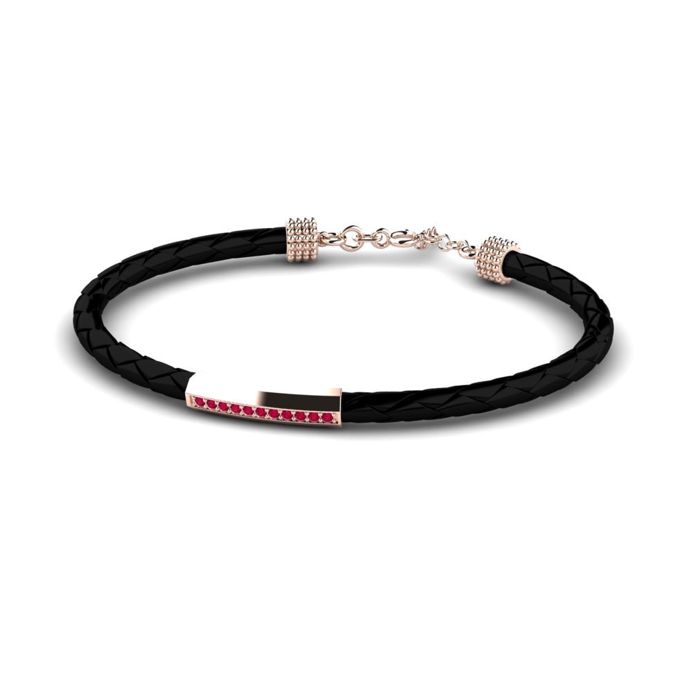 18ct Rose Gold Ruby Men's Bracelet Delibird